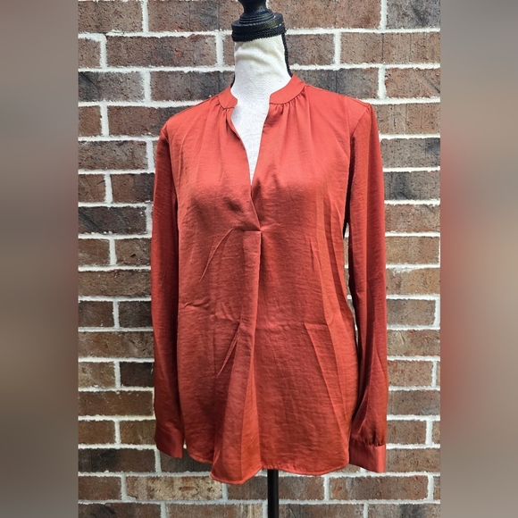Loft Women's Rust Colored Silky Blouse - Picture 2 of 12